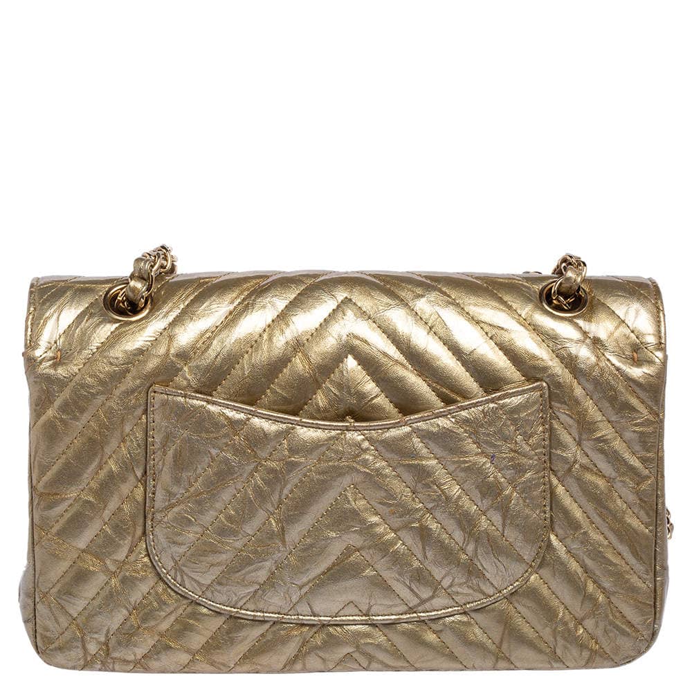 Chanel Pale Gold Quilted Vinyl and Leather Medium Classic Double Flap Bag -  Luxury designerwear for less!