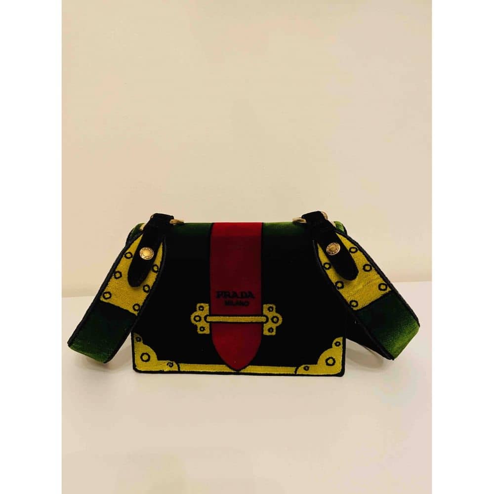 Prada Cahier Velvet Clutch Bag Multicolor