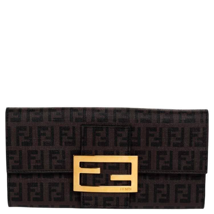 Fendi Tobacco Zucchino Coated Canvas Forever Continental Wallet