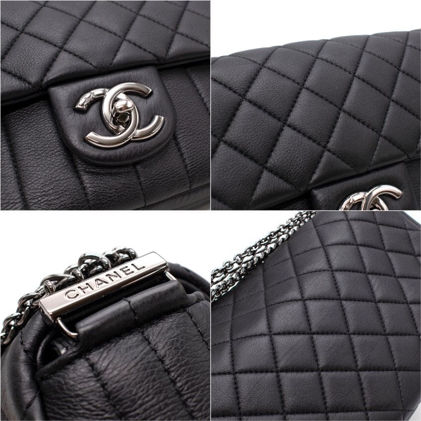 Chanel Black Quilted multi chain small Flap Handbag - Luxury
