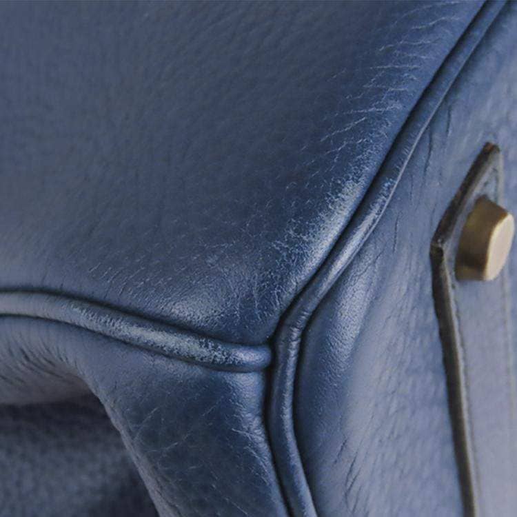 Hermes Blue Clemence Leather Gold Hardware Birkin 35 Bag - Luxury  designerwear for less!